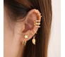 Stylish Gold Set 5 Pcs Combo Clip On Ear Cuff Earrings Adjustable Korean Stainless Steel Punk Non Piercing Earings Without Piercing Clips for Women Girls Men Boys D2