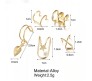 Stylish Gold Set 5 Pcs Combo Clip On Ear Cuff Earrings Adjustable Korean Stainless Steel Punk Non Piercing Earings Without Piercing Clips for Women Girls Men Boys D2