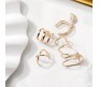 Stylish Gold Set 5 Pcs Combo Clip On Ear Cuff Earrings Adjustable Korean Stainless Steel Punk Non Piercing Earings Without Piercing Clips for Women Girls Men Boys D2