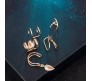 Stylish Gold Set 5 Pcs Combo Clip On Ear Cuff Earrings Adjustable Korean Stainless Steel Punk Non Piercing Earings Without Piercing Clips for Women Girls Men Boys D2