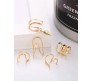 Stylish Gold Set 5 Pcs Combo Clip On Ear Cuff Earrings Adjustable Korean Stainless Steel Punk Non Piercing Earings Without Piercing Clips for Women Girls Men Boys D2