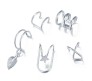 Stylish Silver Set 5 Pcs Combo Clip On Ear Cuff Earrings Adjustable Korean Stainless Steel Punk Non Piercing Earings Without Piercing Clips for Women Girls Men Boys D2