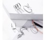 Stylish Silver Set 5 Pcs Combo Clip On Ear Cuff Earrings Adjustable Korean Stainless Steel Punk Non Piercing Earings Without Piercing Clips for Women Girls Men Boys D2