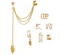 Stylish Gold Set 6 Pcs Combo Clip On Ear Cuff Earrings Adjustable Korean Stainless Steel Punk Non Piercing Earings Without Piercing Clips for Women Girls Men Boys