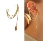 Stylish Gold Set 6 Pcs Combo Clip On Ear Cuff Earrings Adjustable Korean Stainless Steel Punk Non Piercing Earings Without Piercing Clips for Women Girls Men Boys