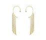 Pair of Stylish Korean No Piercing Tassel Long Ear Crawler Cuff Earrings Gold Ear Wrap Slider Rhinestone 2Pcs Set For Women And Girls