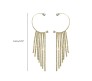 Pair of Stylish Korean No Piercing Tassel Long Ear Crawler Cuff Earrings Gold Ear Wrap Slider Rhinestone 2Pcs Set For Women And Girls