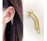Stylish Gold 1pc Combo Clip On Ear Cuff Earrings With Chain Adjustable Korean Stainless Steel Punk Non Piercing Earings Without Piercing Clips for Women Girls Men Boys