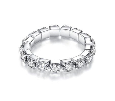 1pc Elastic Adjustable Rhinestone Toe Ring or Finger Rings Set Silver Plated Chunky Artificial Ladies White Stone Fashion Crystal Aesthetic Jewellery For Women