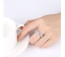 2pc Elastic Adjustable Rhinestone Toe Ring or Finger Rings Set Silver Plated Chunky Artificial Ladies White Stone Fashion Crystal Aesthetic Jewellery For Women