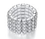 4pc Elastic Adjustable Rhinestone Toe Ring or Finger Rings Set Silver Plated Chunky Artificial Ladies White Stone Fashion Crystal Aesthetic Jewellery For Women