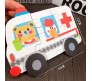 Wooden Floor Puzzles for Toddlers and 1 Year Olds 6 in 1 Beginner Jigsaw Puzzle Essential Transport with Tin Box Multicolor