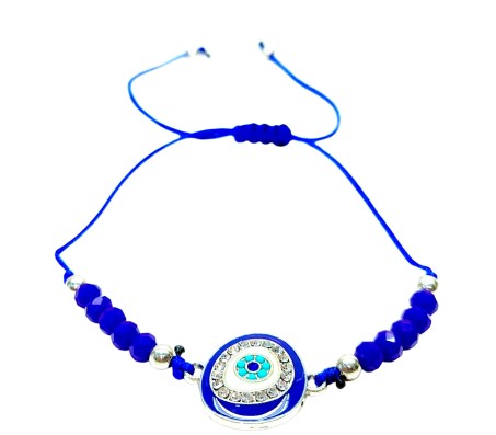 Blue Evil Eye Bracelet For Women Rhinestone Hand Wristband Blue Beads Charm Nazar Battu Bracelets Najariya Najar Jewellery For Women Men and Girls