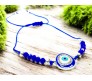 Blue Evil Eye Bracelet For Women Rhinestone Hand Wristband Blue Beads Charm Nazar Battu Bracelets Najariya Najar Jewellery For Women Men and Girls