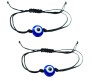 Set of 2 Combo Black Thread Evil Eye Bracelet Adjustable Pull Nazar Battu Devil Protection Original For Boys and Men EP2