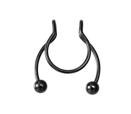Stainless Steel Fake Septum Black Nose Hoop Rings False Nose Ring Metal Faux Lip Non Piercing Clip On Pressing Type Jewelry Hanger for Women And Girls
