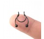 Stainless Steel Fake Septum Black Nose Hoop Rings False Nose Ring Metal Faux Lip Non Piercing Clip On Pressing Type Jewelry Hanger for Women And Girls
