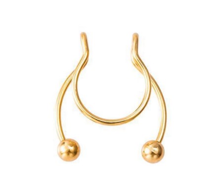 Stainless Steel Fake Septum Gold Nose Hoop Rings False Nose Ring Metal Faux Lip Non Piercing Clip On Pressing Type Jewelry Hanger for Women And Girls