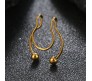 Stainless Steel Fake Septum Gold Nose Hoop Rings False Nose Ring Metal Faux Lip Non Piercing Clip On Pressing Type Jewelry Hanger for Women And Girls