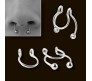 Stainless Steel Fake Septum Silver Nose Hoop Rings False Nose Ring Metal Faux Lip Non Piercing Clip On Pressing Type Jewelry Hanger for Women And Girls