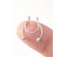 Stainless Steel Fake Septum Silver Nose Hoop Rings False Nose Ring Metal Faux Lip Non Piercing Clip On Pressing Type Jewelry Hanger for Women And Girls