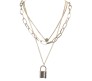 3 Layer Step Multi Layered Necklace Latest Western With Charms Lock Circle Big Fat Chain in Gold Plated for Women