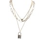 3 Layer Step Multi Layered Necklace Latest Western With Charms Lock Circle Big Fat Chain in Gold Plated for Women