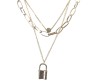 3 Layer Step Multi Layered Necklace Latest Western With Charms Lock Circle Big Fat Chain in Gold Plated for Women