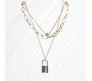 3 Layer Step Multi Layered Necklace Latest Western With Charms Lock Circle Big Fat Chain in Gold Plated for Women