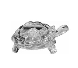 Fengshui 18cm Clear Crystal Turtle Medium Transparent Feng Shui Kachhua Glass Showpiece Vastu for Peace & Prosperity Home Decor and Gifting