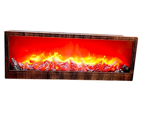Artificial Fireplace LED Lamp with Realistic Flame Effect Big 24 Inch For Living Room, Bedroom, Indoor Decoration Electric Faux Fire Place Black