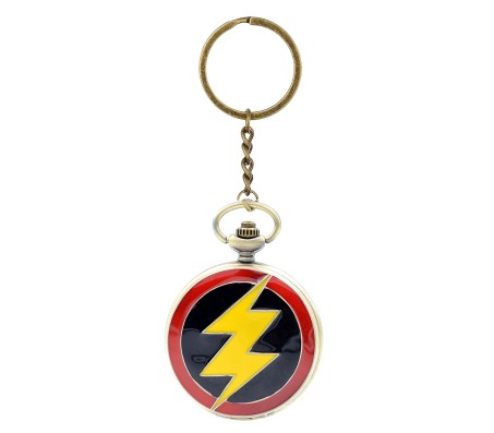 Flash Pocket Watch Superhero Antique Vintage Classic Retro Metal Keychain Key Chain for Car Bikes Key Ring