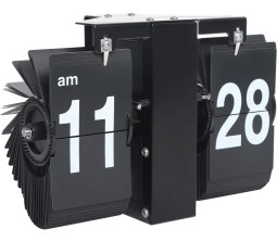 Retro Style Flip Clock Big 20cm with Gear Box Design Desk Shelf Classic Mechanical Digital Display Dynamic Flip Down Clock Battery Powered Home & Office Decor Black V1