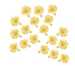 18pcs Flower Napkin Ring Holder Set Gold Formal Dining Table Deluxe Flowers Rhinestone Metal Rings Holders Mesh for Parties, Wedding, Feast, Banquet Decor, Festival Accessories