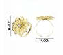 6pcs Flower Napkin Ring Holder Set Gold Formal Dining Table Deluxe Flowers Rhinestone Metal Rings Holders Mesh for Parties, Wedding, Feast, Banquet Decor, Festival Accessories