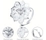 12pcs Flower Napkin Ring Holder Set Silver Formal Dining Table Deluxe Flowers Rhinestone Metal Rings Holders Mesh for Parties, Wedding, Feast, Banquet Decor, Festival Accessories