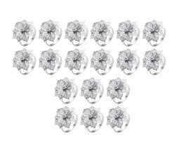 18pcs Flower Napkin Ring Holder Set Silver Formal Dining Table Deluxe Flowers Rhinestone Metal Rings Holders Mesh for Parties, Wedding, Feast, Banquet Decor, Festival Accessories