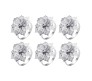 6pcs Flower Napkin Ring Holder Set Silver Formal Dining Table Deluxe Flowers Rhinestone Metal Rings Holders Mesh for Parties, Wedding, Feast, Banquet Decor, Festival Accessories