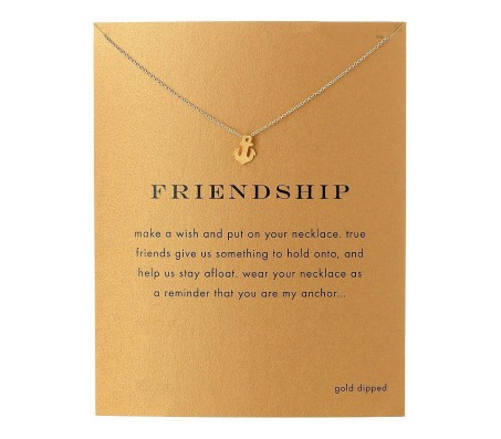 Card + Friendship Anchor Symbol Pendant Necklace Friendship Day / Birthday Gift for Girls and Women