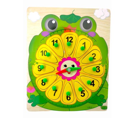 Wooden Colorful 2 in 1 Learning Number Puzzle from 0 to 12 Numbers Blocks Game with Knob and Teaching Clock Educational Board Tray for Kids Baby Age 2 3 4 Year Gift Design C Multicolor
