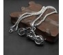 Biker Motorcycle Bike Ghostrider Pendant Stainless Steel with Long 24inch Round Box Chain Necklace Accessories for Men & Women