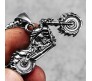 Biker Motorcycle Bike Ghostrider Pendant Stainless Steel with Long 24inch Round Box Chain Necklace Accessories for Men & Women