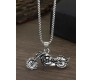 Biker Motorcycle Bike Ghostrider Pendant Stainless Steel with Long 24inch Round Box Chain Necklace Accessories for Men & Women