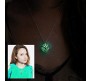 Glow in The Dark Pendant Necklace GID Cube Shape With Glowing Stone Locket Green Unique Gift for Girls And Women