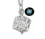 Glow in The Dark Pendant Necklace GID Cube Shape With Glowing Stone Locket Sky Blue Unique Gift for Girls And Women