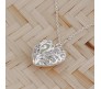 Blue Crystal Open Heart Glow in Dark with Leaf Design Silver Pendant Necklace