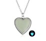 Blue Crystal Heart Glow in Dark Silver Pendant Necklace for Girls and Woman