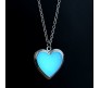 Blue Crystal Heart Glow in Dark Silver Pendant Necklace for Girls and Woman