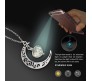 Aurora Crystal Glow in The Dark Crescent Moon Pendant Necklace for Girls Women Green