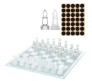 Set with Glass Chess Board 20cm Frosted & Clear Crystal Glass Chess Pieces with Padded Bottom Mind Game for Adults Strategy Outdoor Game